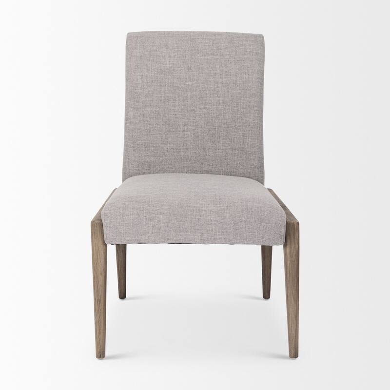 Palisades Cream Fabric Seat With Medium Brown Solid Wood Frame Armless Dining Chair (Set of 2)