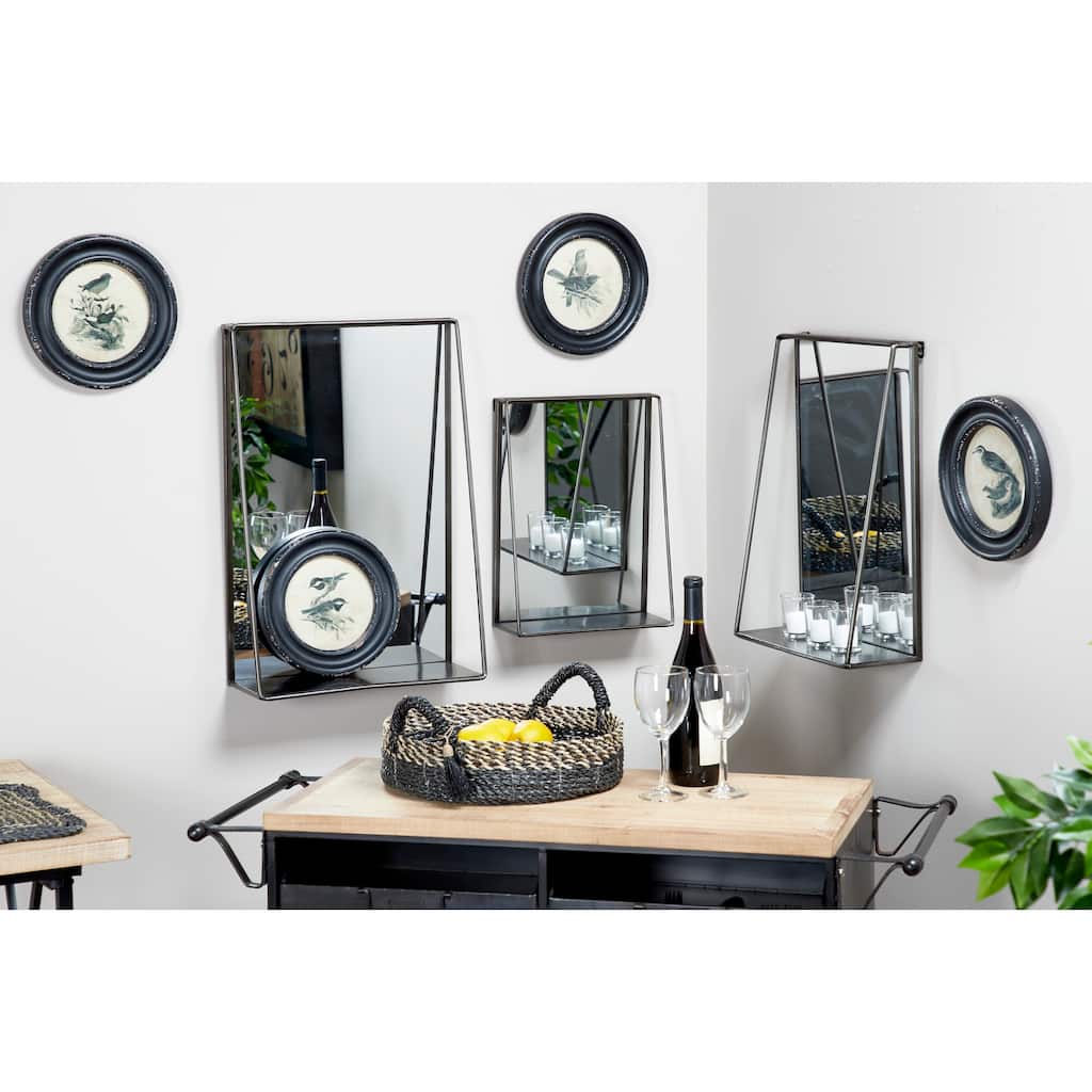 Gold Metal Industrial Wall Mirror (Set of 3) - 16 x 6 x 24