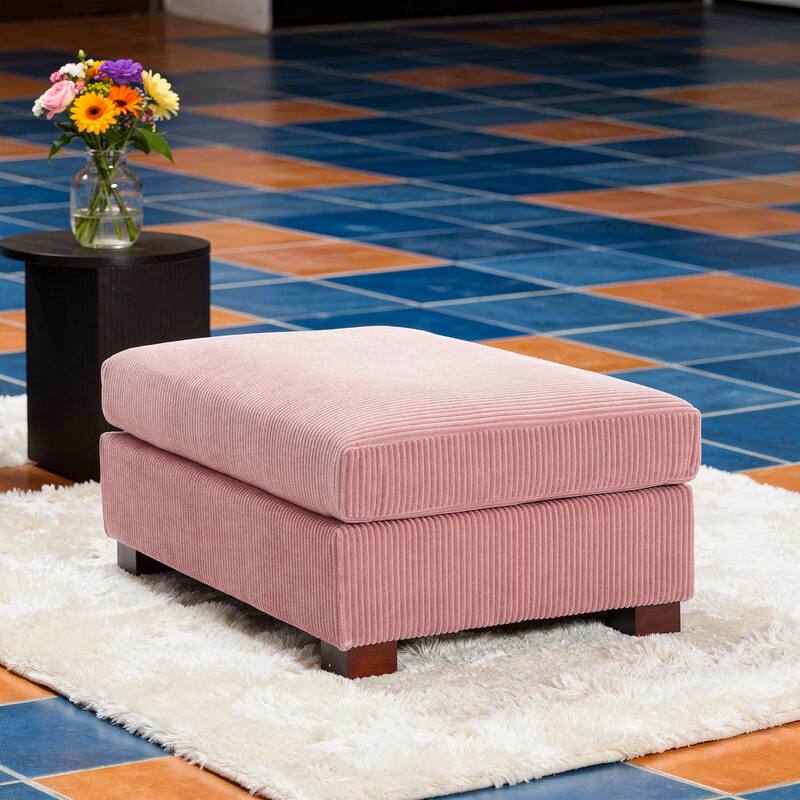 Modern Oversized striped Corduroy Ottoman