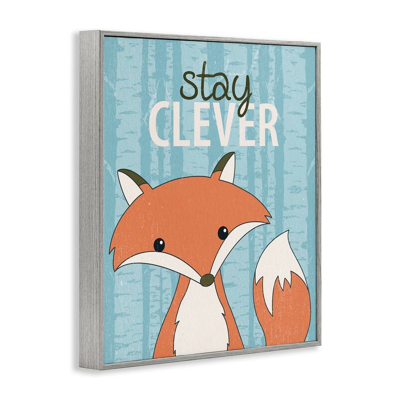 Stupell Stay Clever with Fox Framed Giclee Art Design By Kim Allen