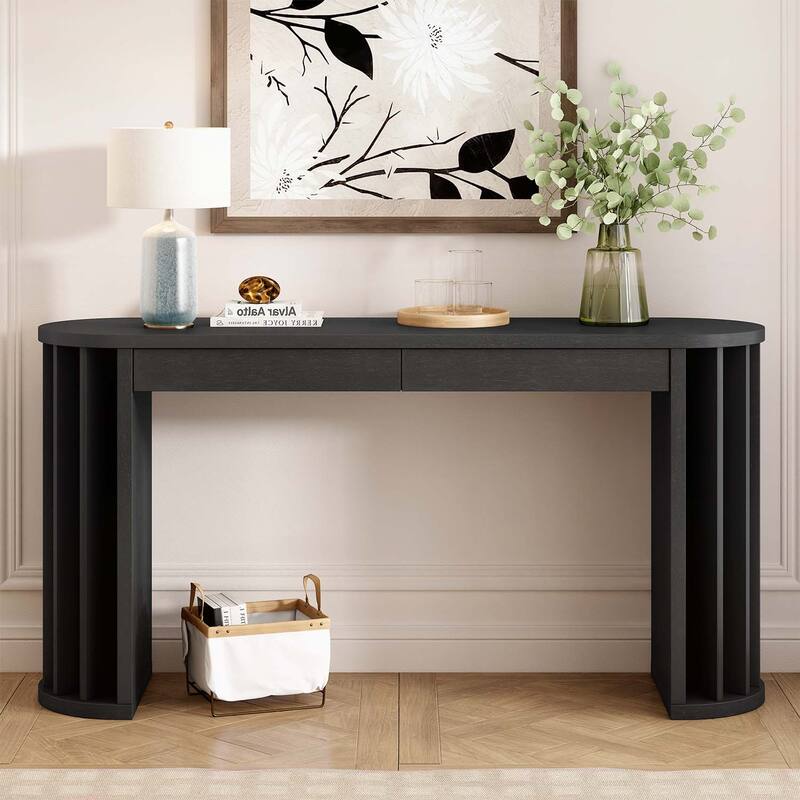 Exquisite Console Table with Distinctive Design,for Hallway,and Living Room Decoration - Black