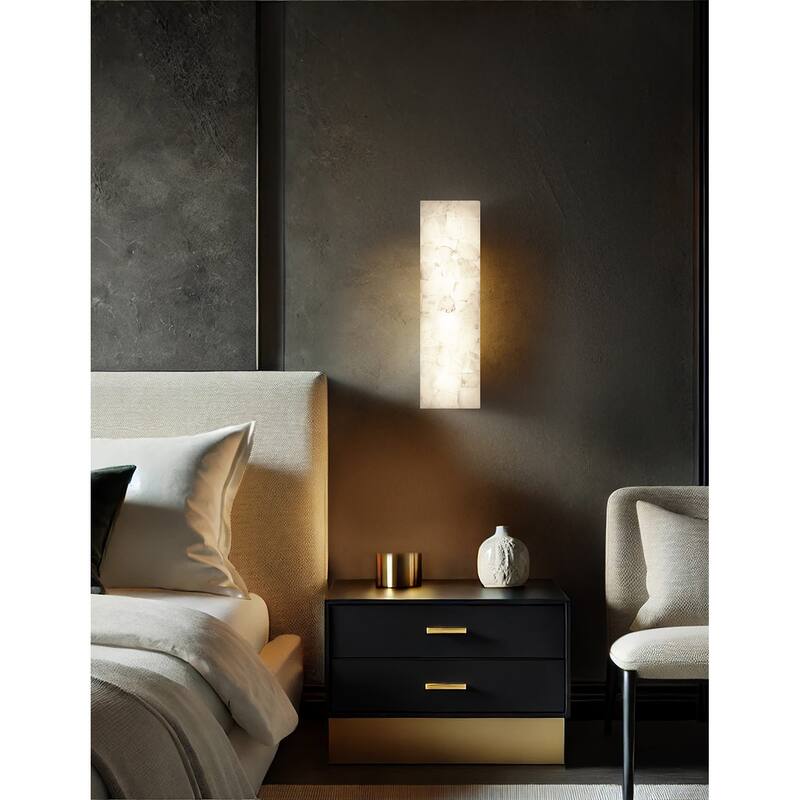 Justice Design LumenAria - Medley 17" LED ADA Alabaster Rocks Wall Sconce - Brushed Brass