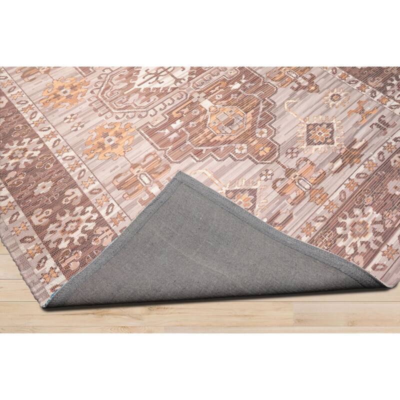 Handmade Taupe,Brown Flatweave Polyster Traditional Oriental Area Rug