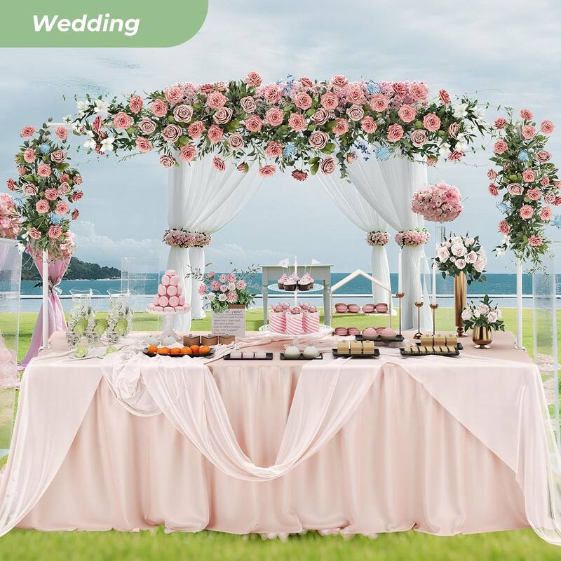 Walensee Over The Table Rod Stand with Clamps Adjustable 28"-43.5" Tall Table Arch Hanging for Wedding Party Decorations