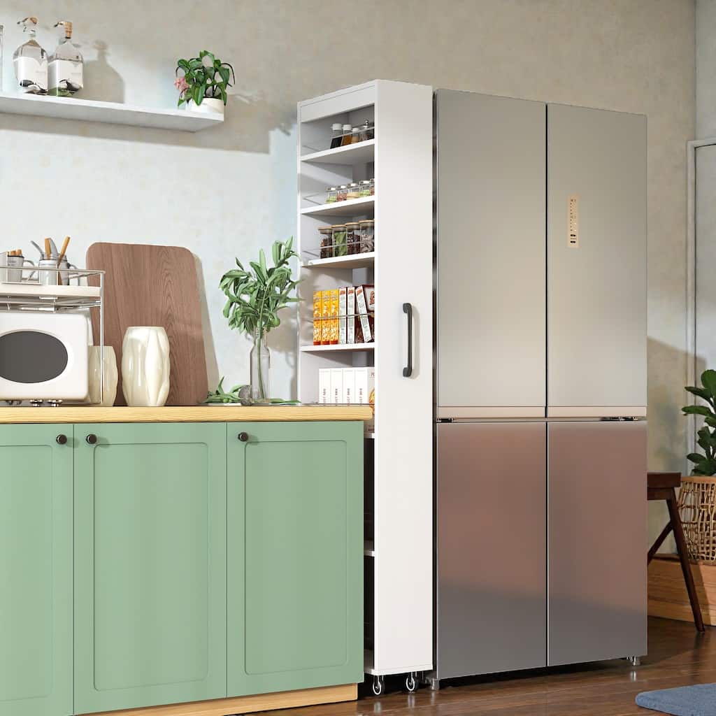 7 Tier Slim Pull Out Storage Cart with Wheels, Narrow Rolling Organizer for Kitchen Pantry, Living Room and Small Spaces