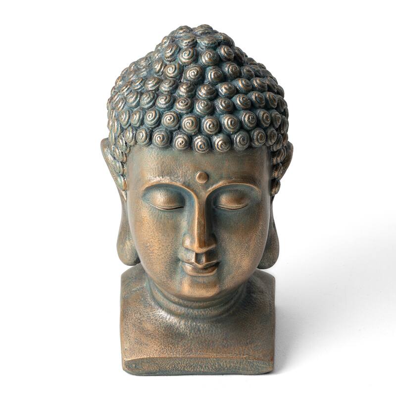 Glitzhome MGO Faux Bronze Buddha Garden Statue Monk Sculpture Indoor Outdoor Decor Gifts