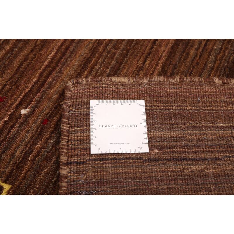 ECARPETGALLERY Hand Loomed Kashkuli Gabbeh Brown Wool Rug - 5'0 x 7'10