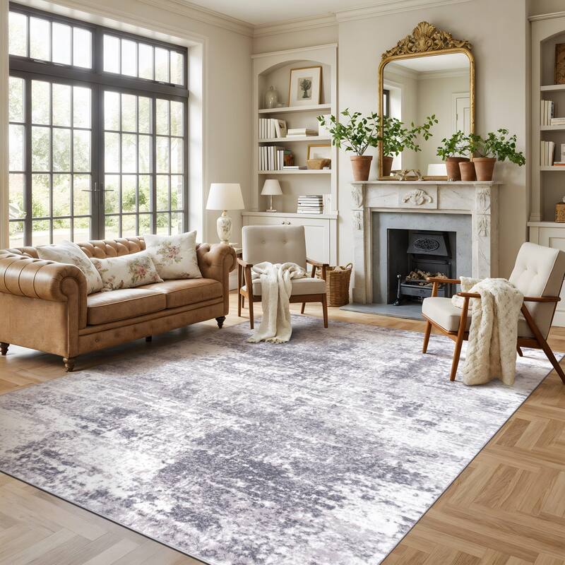 World Rug Gallery Distressed Abstract Area Rug - 7' 10" x 10' - Gray