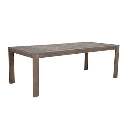 Neji 87 Inch Dining Table, Burnt Brown Eucalyptus Wood Frame, Plank Top