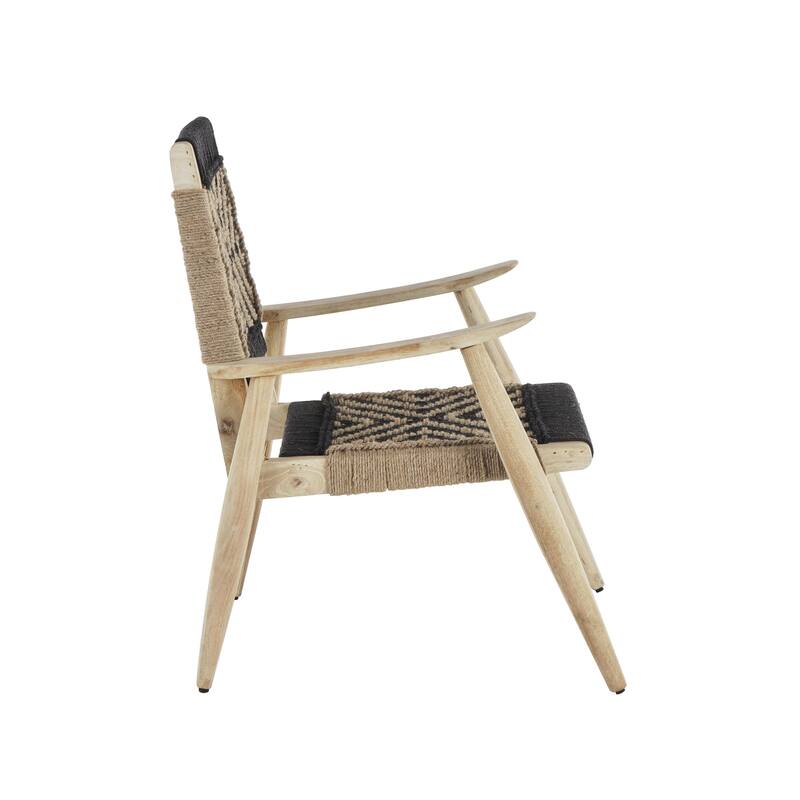 Jute Rope Handmade Accent Chair with Brown Mango Wood Frame - White or Black - Roche River Decor