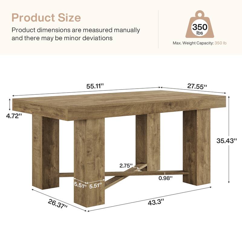 55 Inch Tall Bar Table, Counter Height Table, Rectangular Pub Table for Kitchen, Dining Room, Home Bar, Bistro