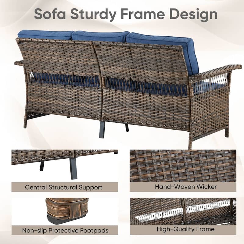 Outdoor Wicker Sofa with Cushions