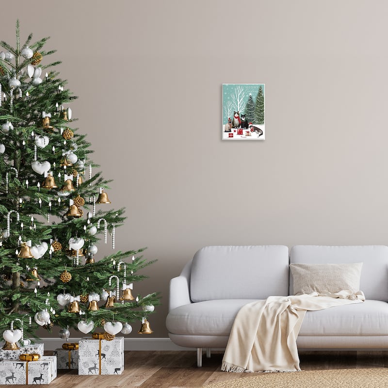 Stupell Festive Winter Cats Scene Wall Plaque Art Design By Elizabeth Tyndall