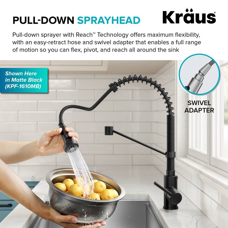 Kraus Bolden 2-Function 1-Handle Commercial Pulldown Kitchen Faucet