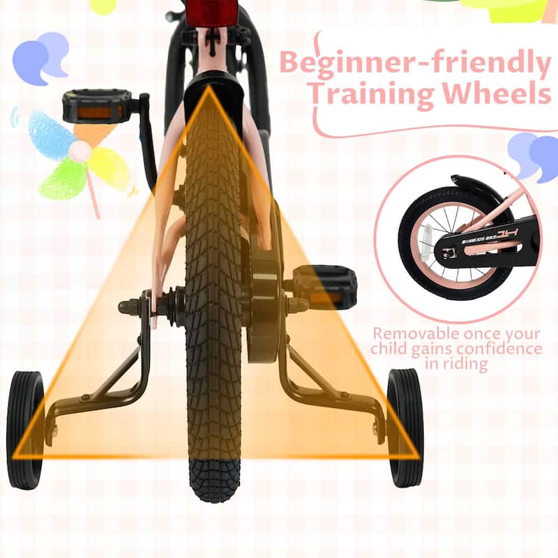 Costway 14" Kids Bike with Removable Training Wheels Adjustable Seat & - See Details