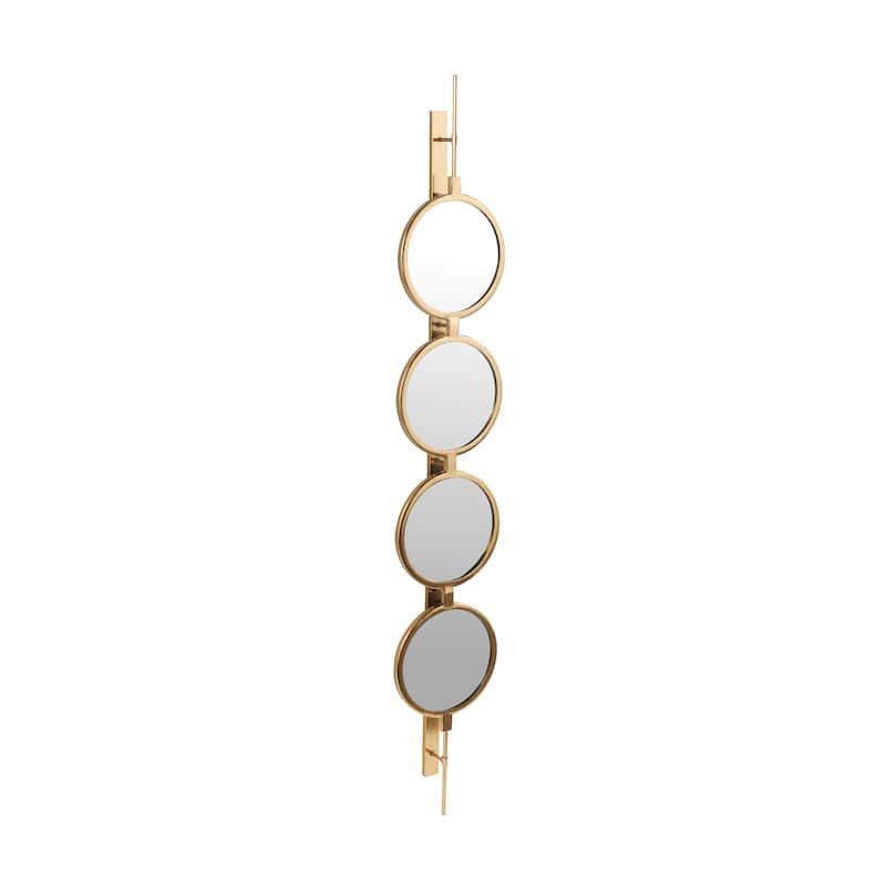 Metal Slim Stacked 4 Layer Room Wall Mirror with Round Pattern - Gold - Roche River Decor - 2"W x 8"L x 49"H