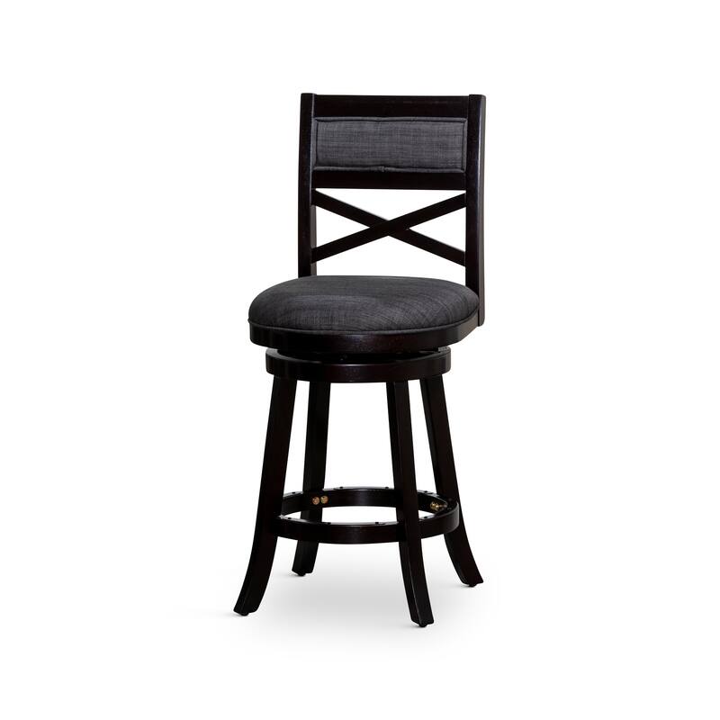 DTY Indoor Living Meeker X-Back Swivel Stool - Espresso Finsh/Charcoal Fabric - Counter Height - 23-28 in.