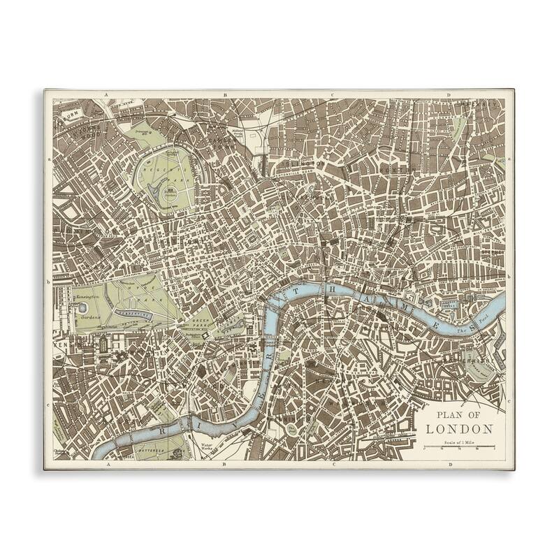 Stupell Vintage Blueprint Plant of London Canvas Wall Art Design By Phillipa Katz - 30 x 24