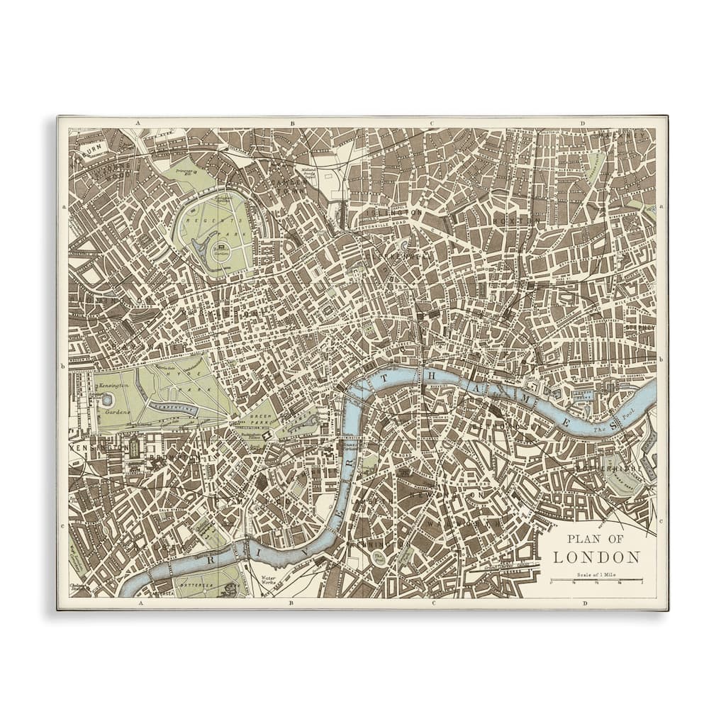 Stupell Vintage Blueprint Plant of London Canvas Wall Art Design By Phillipa Katz