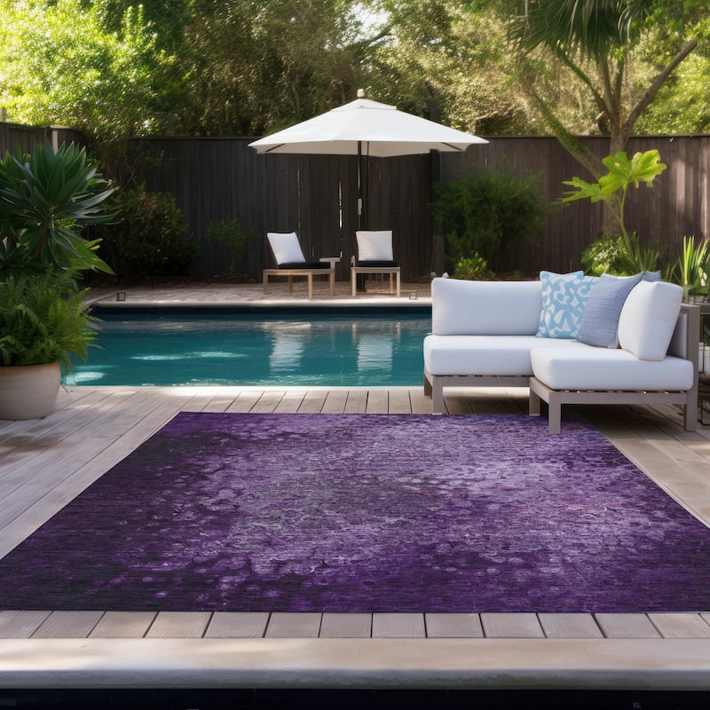Machine Washable Indoor/ Outdoor Abstract Solid Chantille Rug