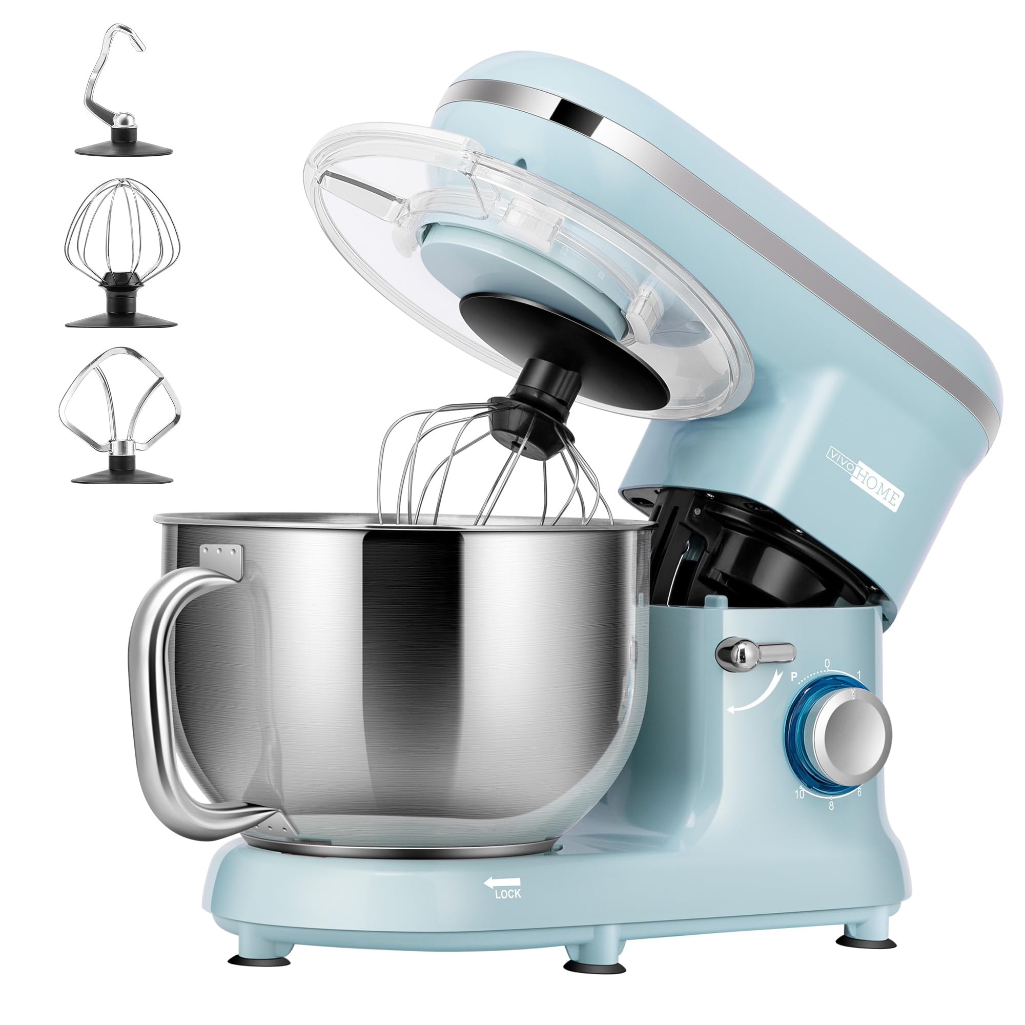Stand Mixer, 660W 10 Speed 6 Quart Tilt-Head Kitchen Electric Food Mixer with Beater, Dough Hook, Wire Whip and Egg Separator