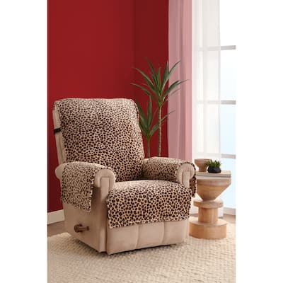 Leopard Plush Recliner Furniture Cover