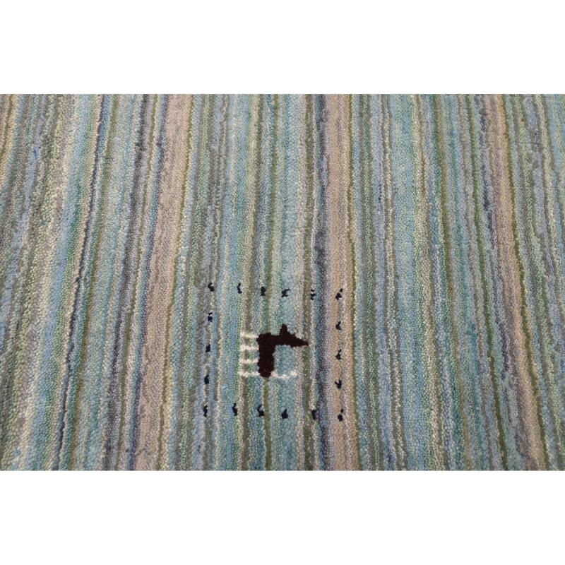 ECARPETGALLERY Hand Loomed Kashkuli Gabbeh Turquoise Wool Rug - 5'1 x 7'11