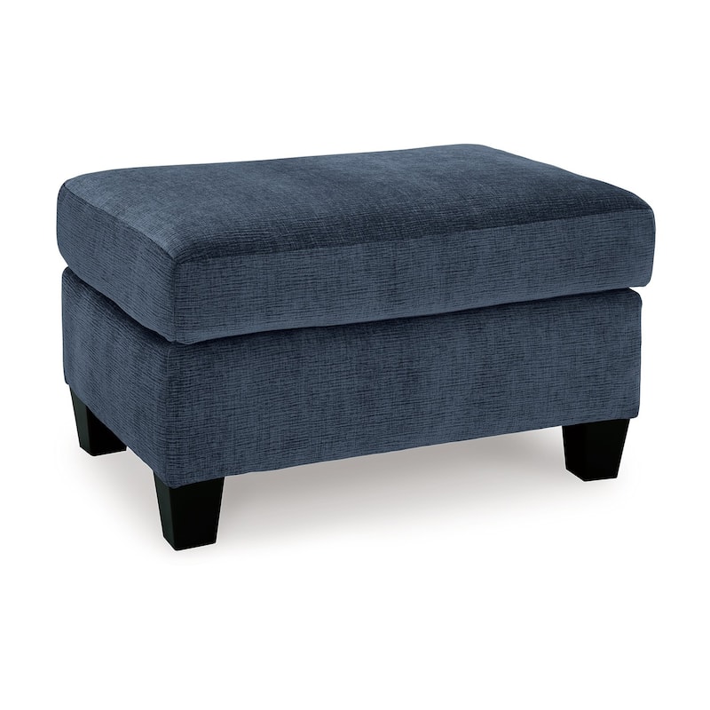 Emilia Rectangular Ottoman Bench, Modern Ink Blue Polyester 24x34 Inch