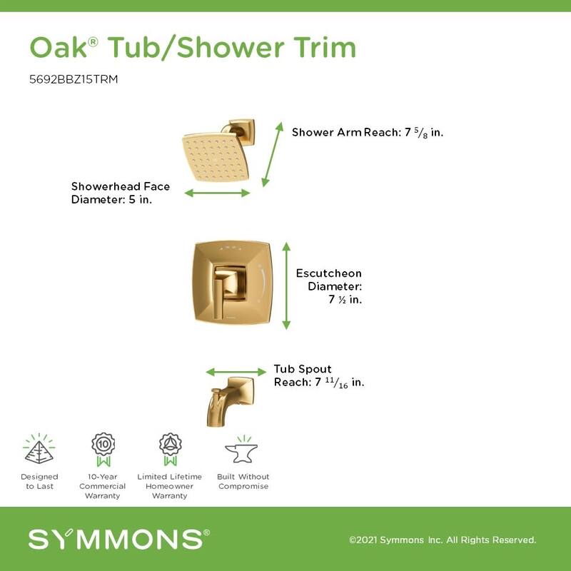 Symmons 569215TRM Oak Tub and Shower Trim Package with 1.5 GPM Single