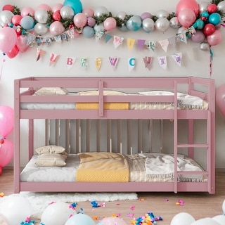 Modern Twin over Twin Floor Bunk Bed With Low Height Design For Kids
