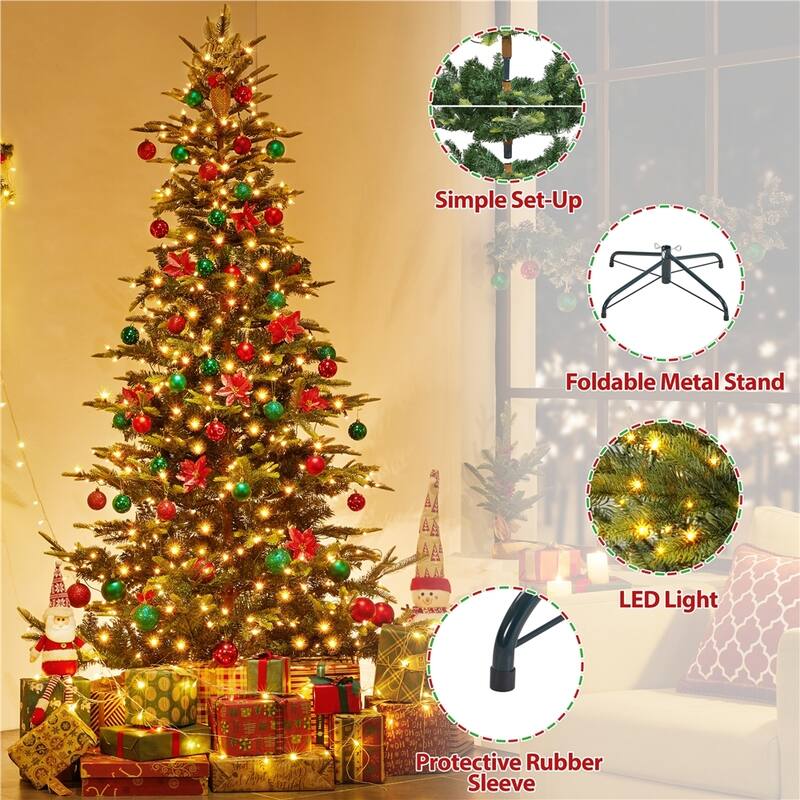 Yaheetech Pre-Lit Christmas Tree Artificial Christmas Tree with Warm White Incandescent Lights