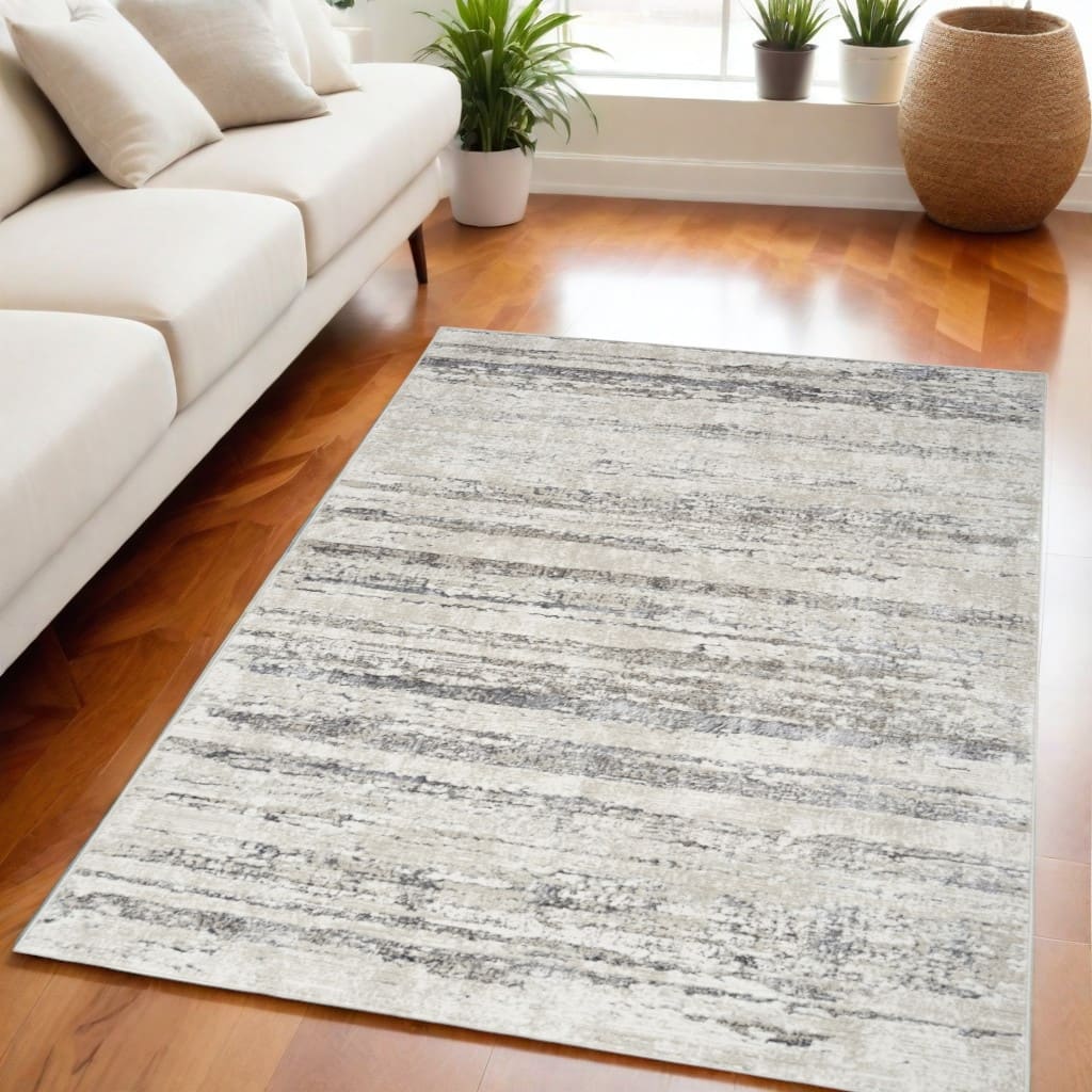 HomeRoots Abstract Modern Rectangle Area Rug - 87.00 in. x 63.00 in. x 0.39 in.