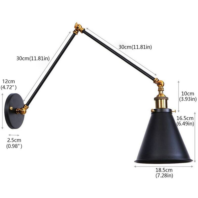 Industrial 1-Light Swing Arm Wall Sconce with Metal Cone Shade