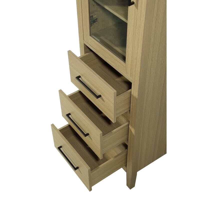 Laura 16-28 Inch Bath Storage Glass Cabinet