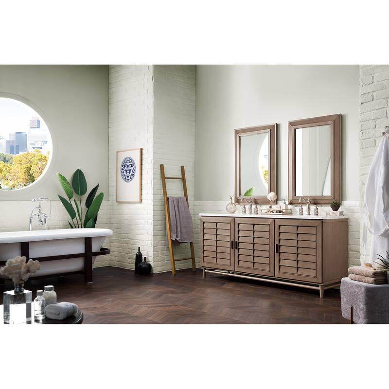 James Martin Vanities Portland 72" Double Vanity, Whitewashed Walnut