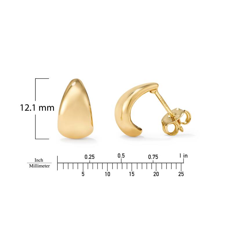 Clover 14K Yellow Gold High-Polish Curved Teardrop Stud Earrings