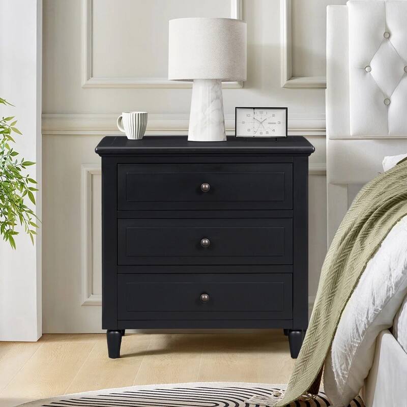3-Drawer Wooden Nightstand