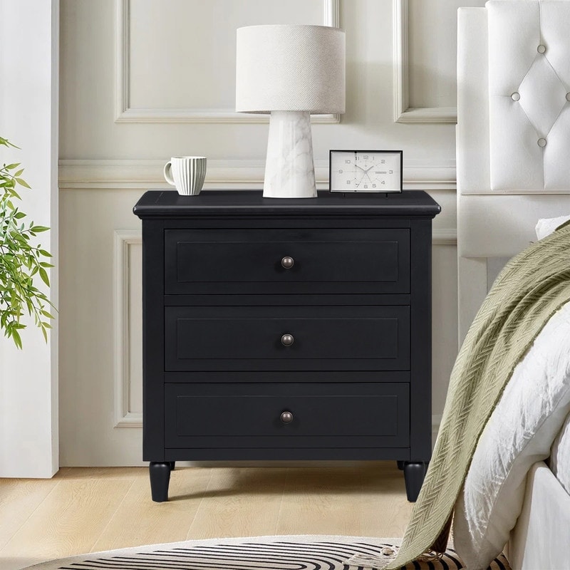 3-Drawer Wooden Nightstand