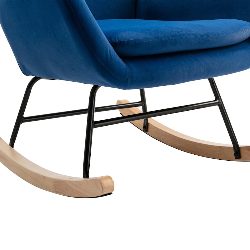 Velvet Fabric Padded Seat Rocking Chair