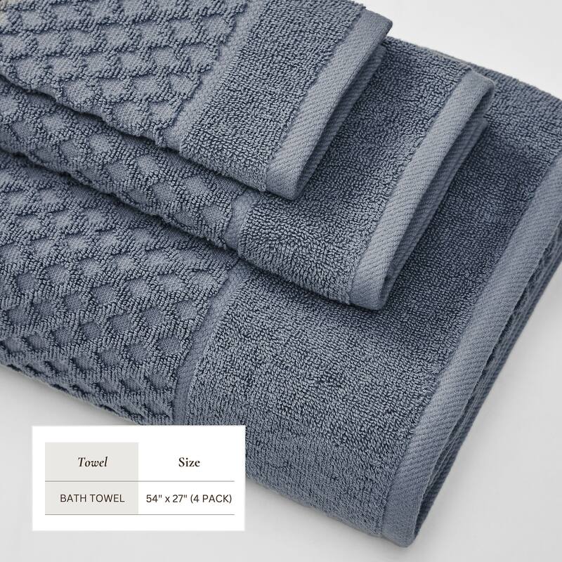 Linery & Co. Cotton Diamond Waffle Texture Bath Towels