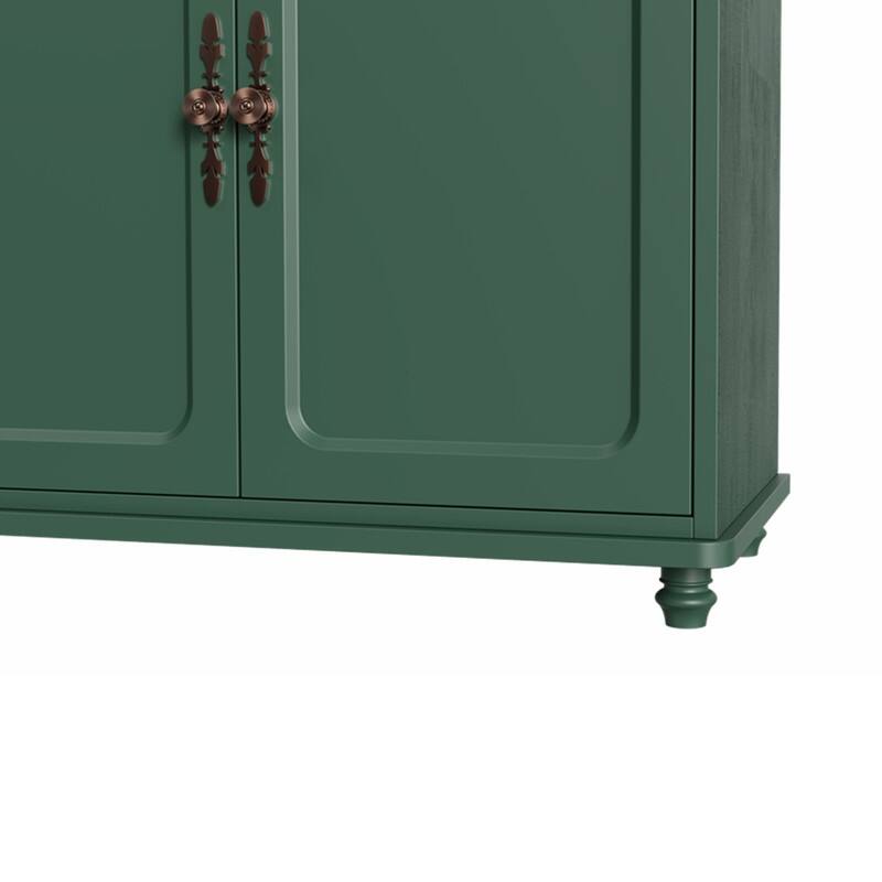 60"W Kitchen Buffet Sideboard Cabinet With Adjustable Shelves, 4 Doors Mid-Century Cupboard Set Of 2