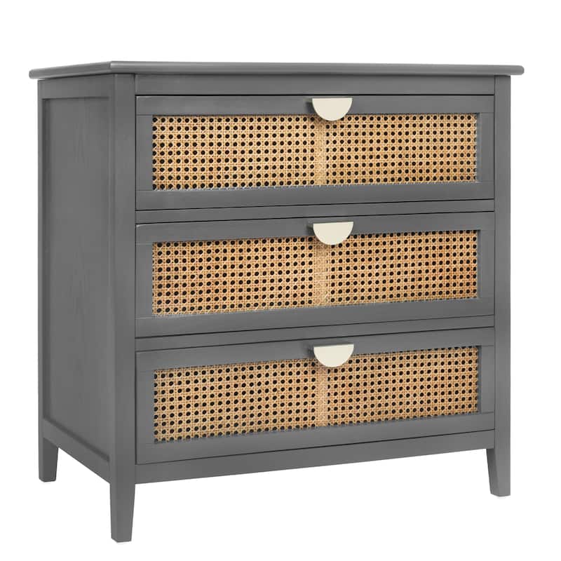 GDFStudio - Rattan Grove American Style Natural Rattan Storage Cabinet with 3 Drawers