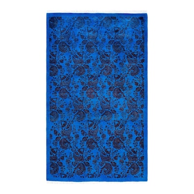 Fine Vibrance One-of-a-Kind Hand-Knotted Area Rug - Blue, 3' 2" x 5' 2" - 3' 2" x 5' 2"