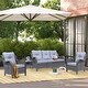 preview thumbnail 12 of 57, 4 Piece Outdoor High Back Wicker Patio Conversation Furniture Sets Grey-Gray Rattan