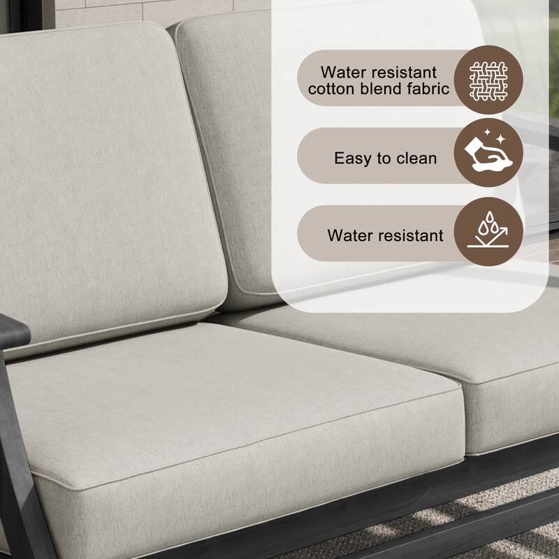 Teak Outdoor Patio Seating Set with Loveseat, Chairs and Tables (5-Piece)