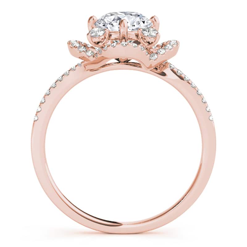 Auriya 14k Rose Gold Lab Grown Round Diamond Halo Engagement Ring 0.50 to 5.00 ct. tw. (F-G VS)