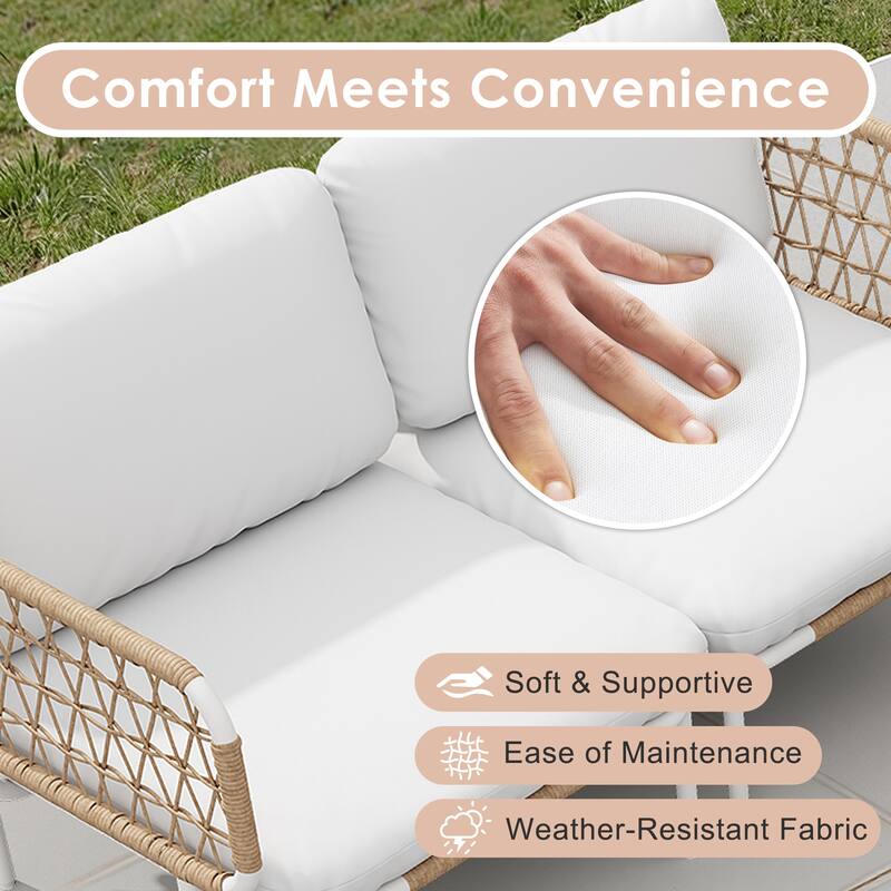 Outdoor Patio Sectional Sofa Set Cushioned Conversation Seating Set