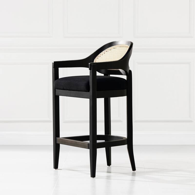 Americana Mid-Century Modern Rattan Cane Back Counter and Bar Stool