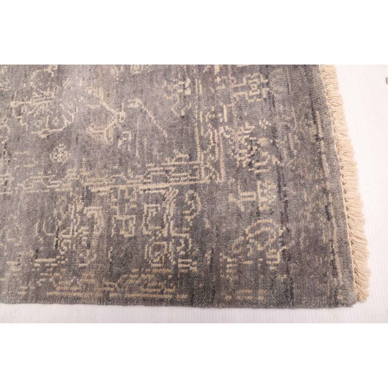 ECARPETGALLERY Hand-knotted Finest Oushak Dark Grey Wool Rug - 6'0 x 8'10