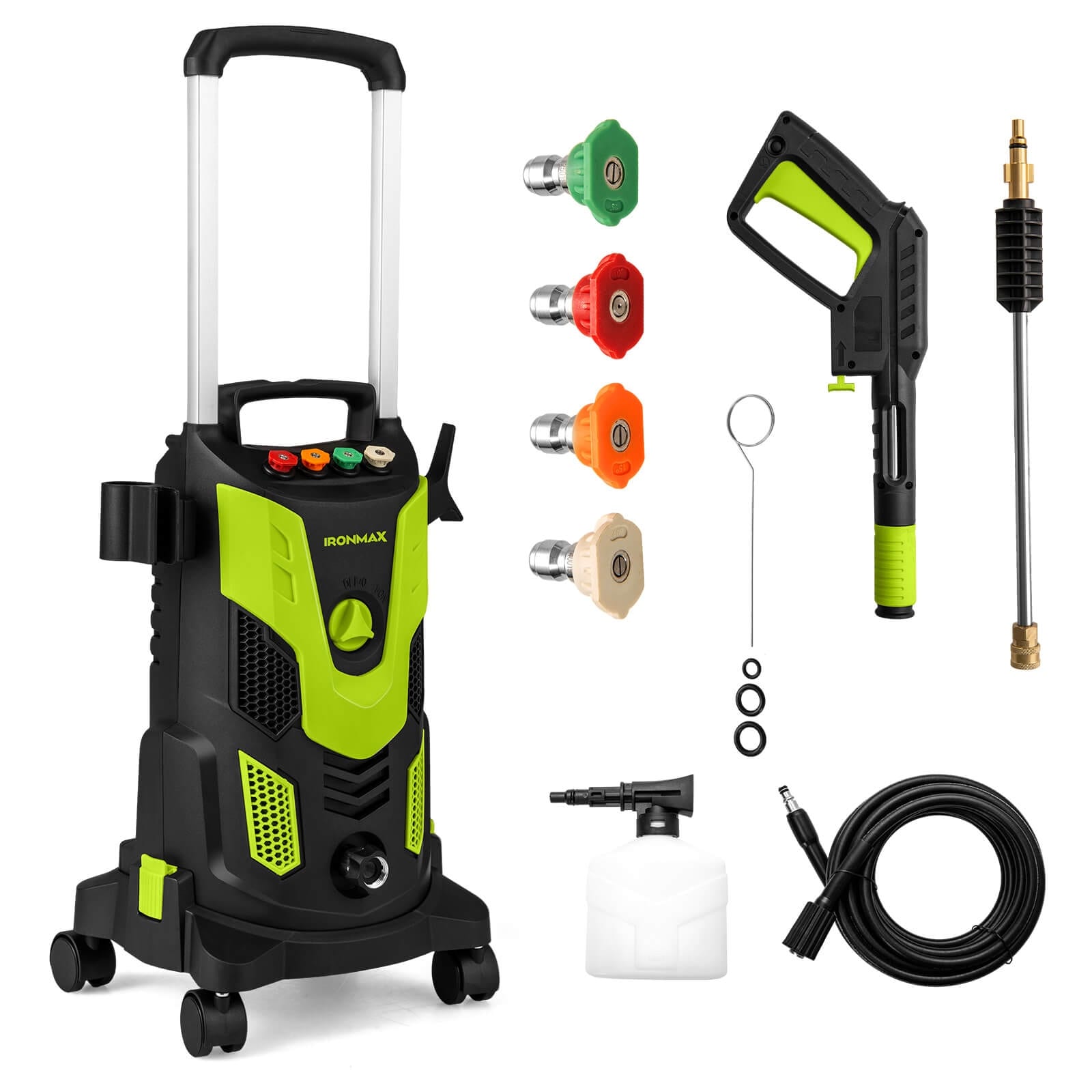 Ironmax Electric Pressure Washer with 4 Nozzles & Soap Bottle
